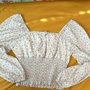 Floral crop top peasant top by Paper Crane